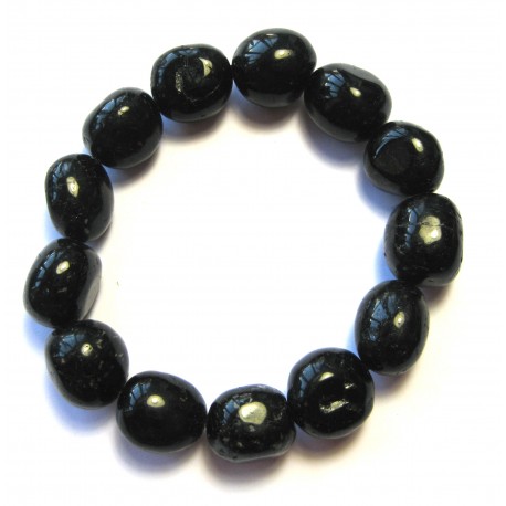 Nugget-Armband große Steine Turmalin schwarz stabilisiert 2 - 2,5 cm