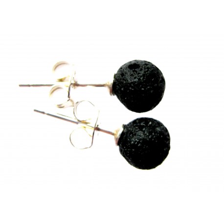 Ohrstecker Lava Kugel 6 mm 925er Silber