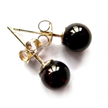 Ohrstecker Granat Kugel 6 mm 925er Silber