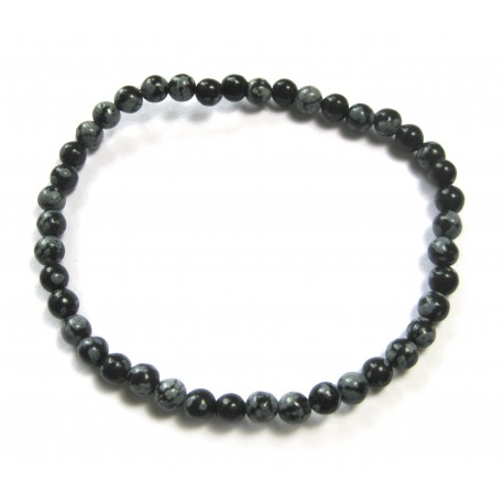 Kugel-Armband Obsidian Schneeflocke 4 mm