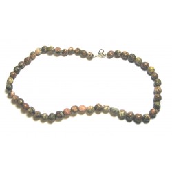 Nugget-Kette Rhyolith Leoparden A 47-48 cm