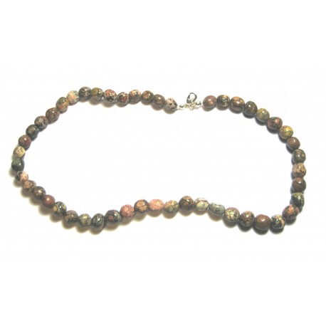 Nugget-Kette Rhyolith Leoparden A 47-48 cm