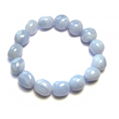Nugget-Armband kleine Steine Chalcedon blau 10 - 12 mm
