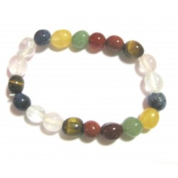 Nugget-Armband kleine Steine Mix (teils erhitzt und gefärbt) 10 - 12 mm