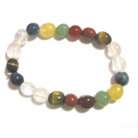 Nugget-Armband kleine Steine Mix (teils erhitzt und gefärbt) 10 - 12 mm