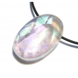 Linsenstein Angel Aura gebohrt (Bergkristall behandelt) 3 x 4,5 cm