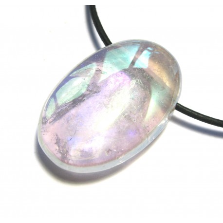 Linsenstein Angel Aura gebohrt (Bergkristall behandelt) 3 x 4,5 cm