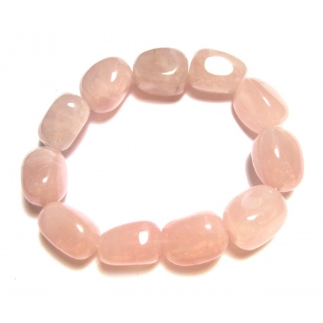 Nugget-Armband große Steine Rosenquarz 16 - 20 mm