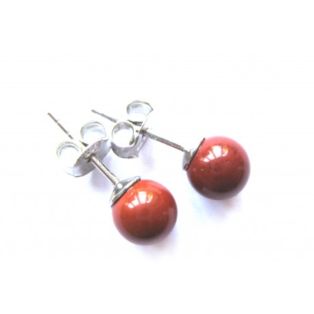 Ohrstecker Jaspis rot Kugel 6 mm 925er Silber