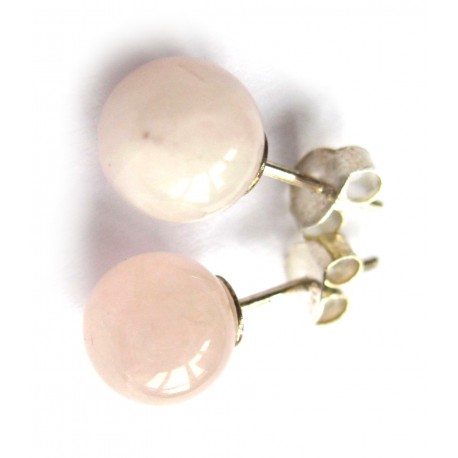 Ohrstecker Rosenquarz Kugel 8 mm 925er Silber