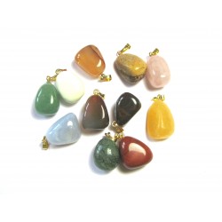 Trommelstein mit silberfarbener Öse 1,5 cm Mischung VE 100 Stück