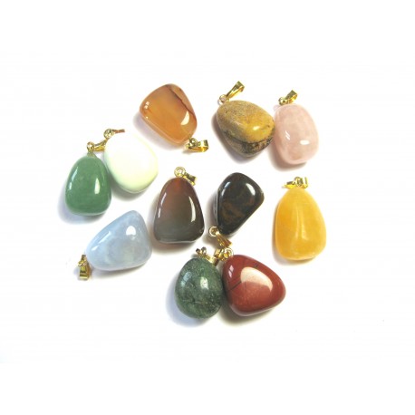 Trommelstein mit silberfarbener Öse 1,5 cm Mischung VE 100 Stück