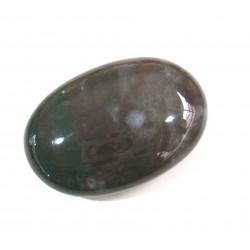 Linsenstein Chalcedon bunt teils Heliotrop 3 x 4,5 cm