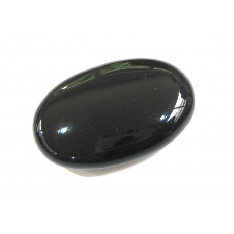 Linsenstein Obsidian schwarz 3 x 4,5 cm