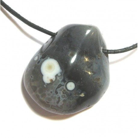 Trommelstein gebohrt Achat Augenachat