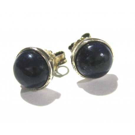 Ohrstecker Lapislazuli Cabochon 8 mm 925er Silber