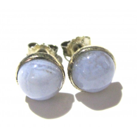 Ohrstecker Chalcedon Cabochon 8 mm 925er Silber