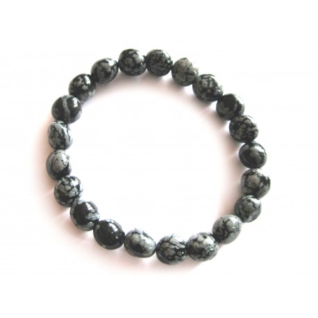 Nugget-Armband kleine Steine Obsidian Schneeflocke 10 - 12 mm