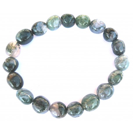 Nugget-Armband kleine Steine Moosachat 10 - 12 mm