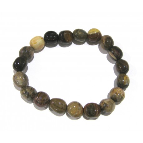 Nugget-Armband kleine Steine versteinertes Holz 10 - 12 mm