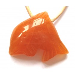 Delfin quergebohrt Quarz orange kleine Bohrung mit Lederband