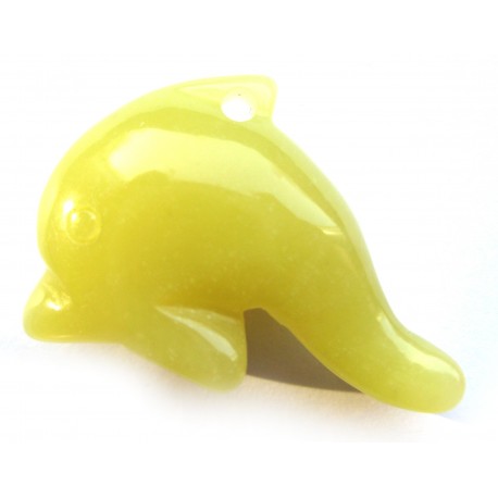 Delfin 3 cm gebohrt Serpentin limone