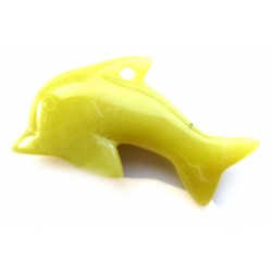 Delfin 5 cm gebohrt Serpentin limone