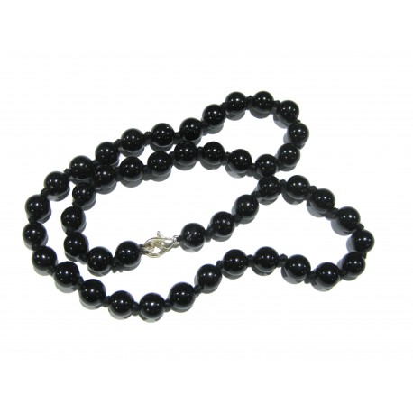 Kugel-Kette Turmalin schwarz stabilisiert 8/45