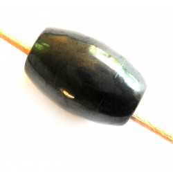 Tönnchen Schungit (Steinkohle) gebohrt 1,8 x 1,3 cm