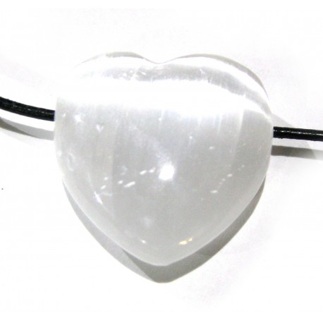 Herz gebohrt Selenit (Fasergips) 30 mm