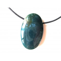 Linsenstein Moosachat grün (Chalcedon)  gebohrt