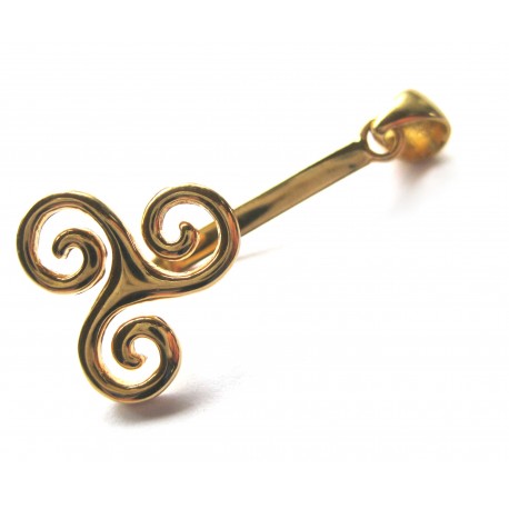 Donuthalter Triskelion Silber vergoldet