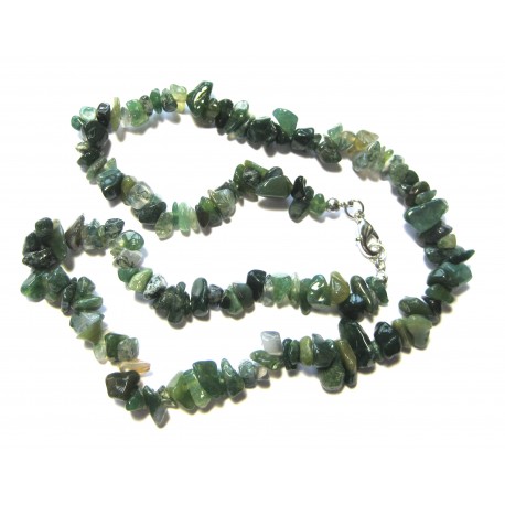 Splitter-Kette Moosachat grün (Chalcedon)  45 cm