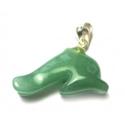 Delfin Grünquarz 925er Silber-Öse