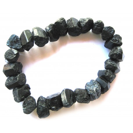 Rohstein-Armband Turmalin schwarz Kristalle 10-12 mm