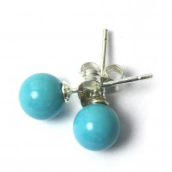 Ohrstecker Türkis A stabilisiert Kugel 6 mm 925er Silber