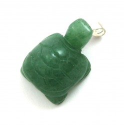 Schildkröte Grünquarz 925er Silber-Öse