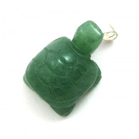 Schildkröte Aventurinquarz grün 925er Silber-Öse