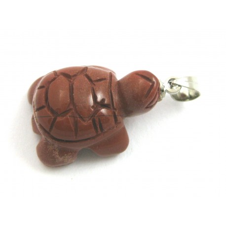 Schildkröte mit Metall-Öse Jaspis rot