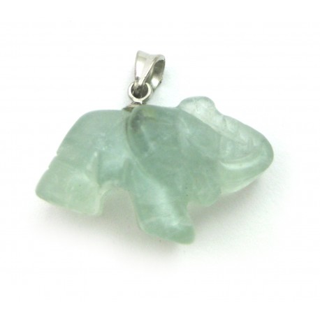 Elefant mit Metall-Öse Fluorit grün