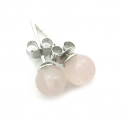 Ohrstecker Rosenquarz Kugel 6 mm 925er Silber