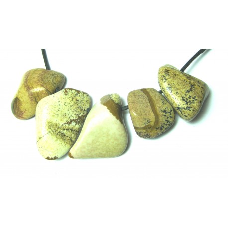 Trommelstein gebohrt Marmor Landschafts- VE 5 Stück