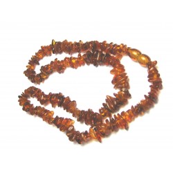 Splitterkette Bernstein dunkel (erhitzt) 45 cm mit Drehverschluß