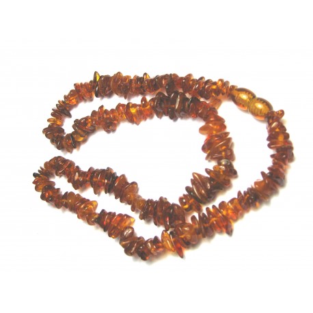 Splitterkette Bernstein dunkel (erhitzt) 45 cm mit Drehverschluß