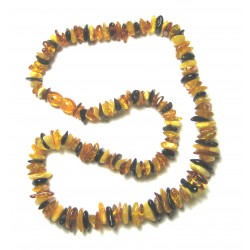 Splitterkette Bernstein bunt (teils erhitzt) 45 cm mit Drehverschluß