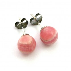 Ohrstecker Rhodochrosit Kugel 8 mm 925er Silber
