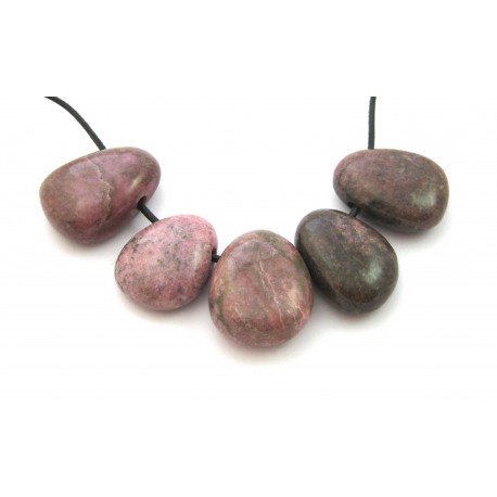 Trommelstein gebohrt Rhodonit VE 5 Stück