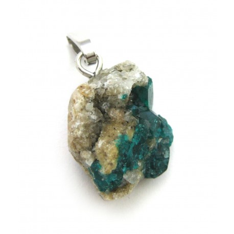 Anhänger Dioptas Kristalle auf Matrix 1-1,5 cm 925er Silber-Öse