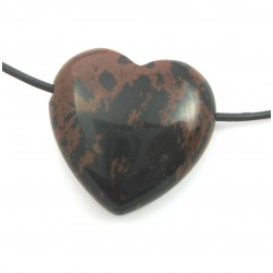 Herz gebohrt Obsidian Mahagony 30 mm