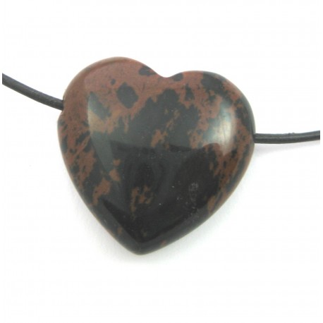 Herz gebohrt Obsidian Mahagony 30 mm